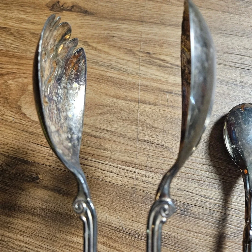 Vintage Gorham Heritage Silverplate Serving Tongs Set Salad Pastry Silver Italy